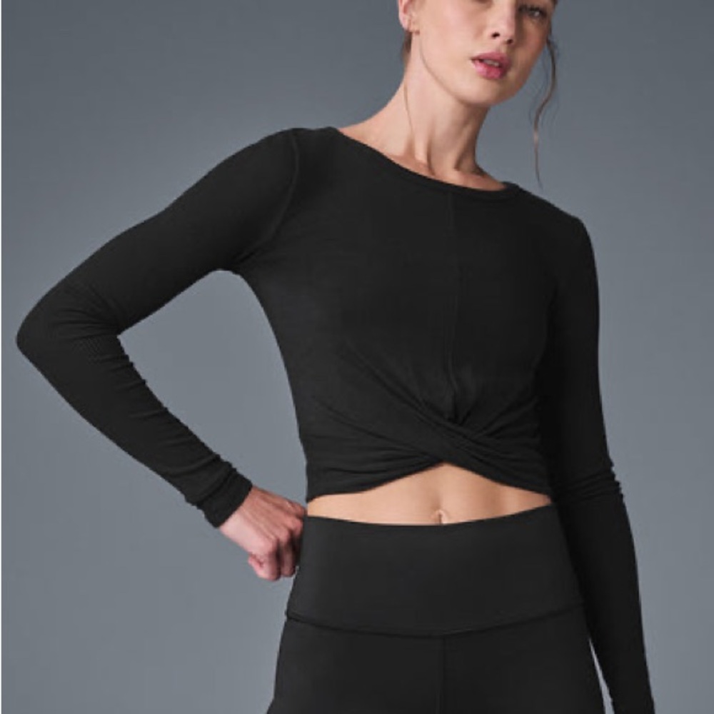 Alo Cover Long Sleeve Top Black Size Medium
